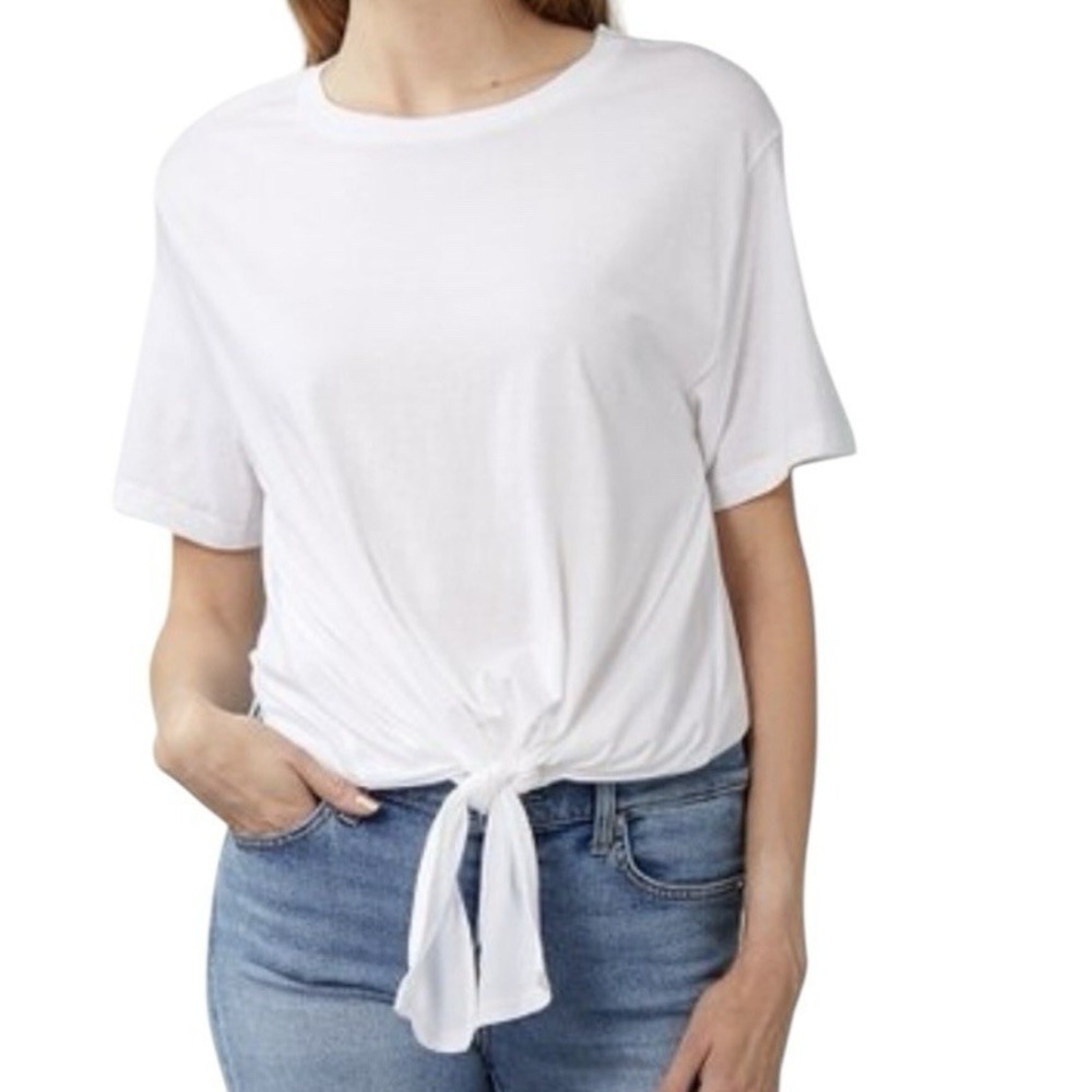7 For All Mankind Tee Top Women XL White Short Sleeve Stretch Beach Relaxed